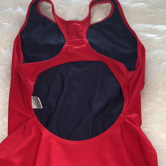Red Lifeguard Spandex One Piece BodySuit - Picture 4 of 5